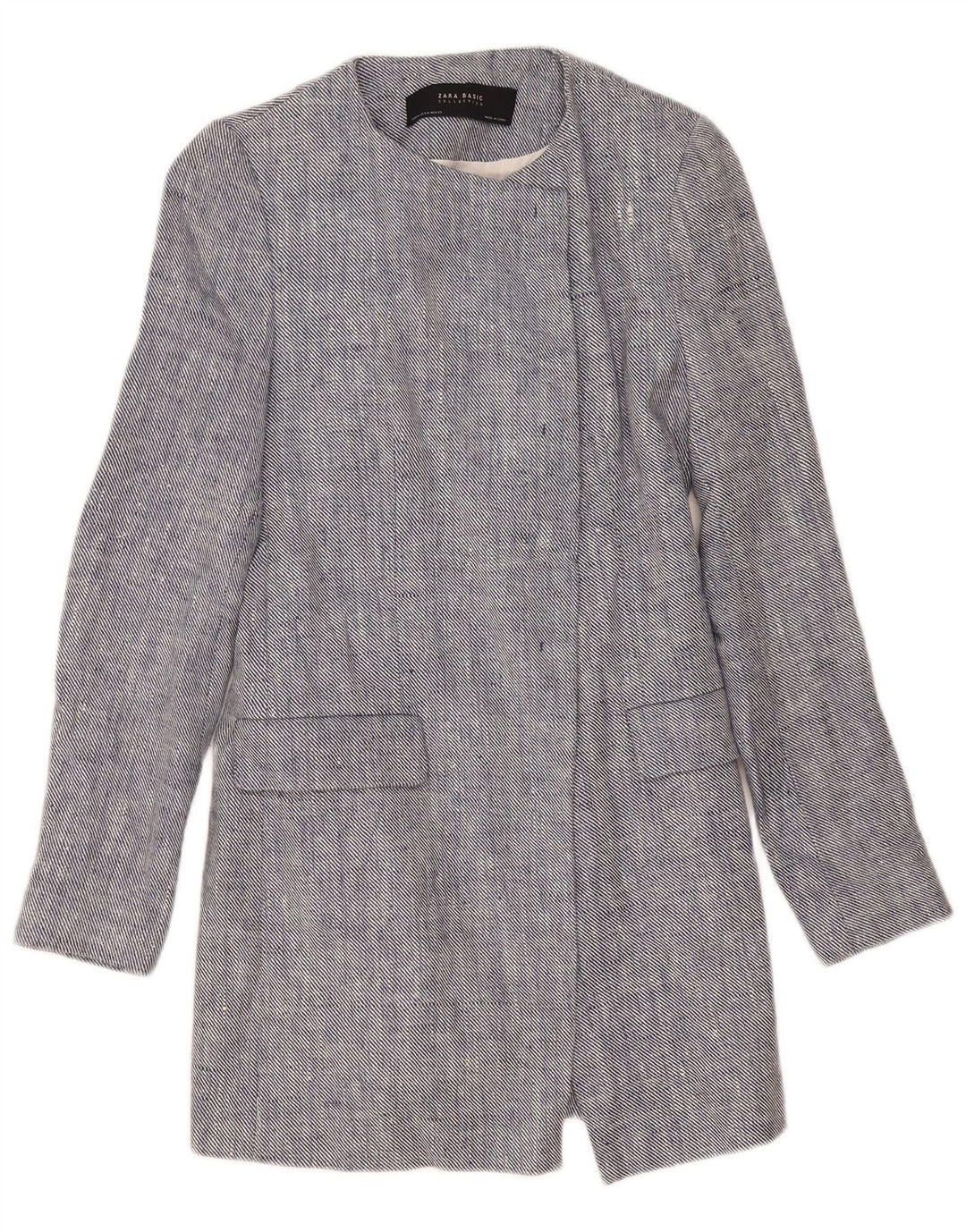 Zara Γυναικείο Longline Open Blazer Jacket UK 12 Medium Blue Lenn