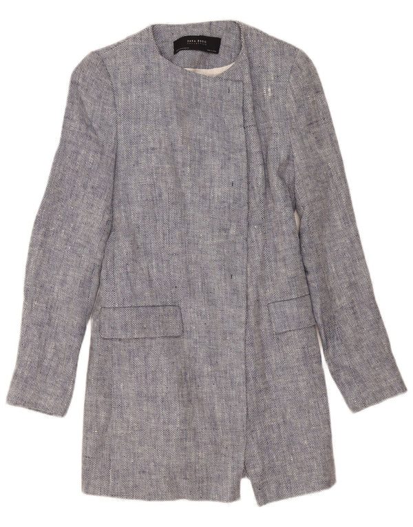 Zara Γυναικείο Longline Open Blazer Jacket UK 12 Medium Blue Lenn