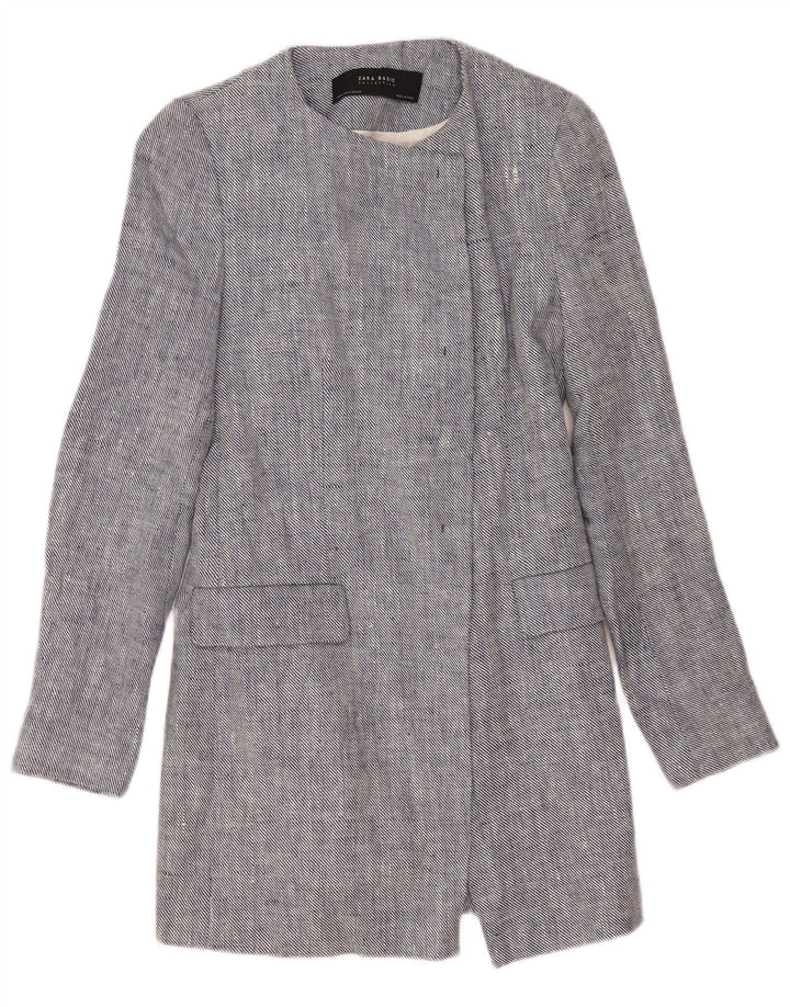 Zara Γυναικείο Longline Open Blazer Jacket UK 12 Medium Blue Lenn