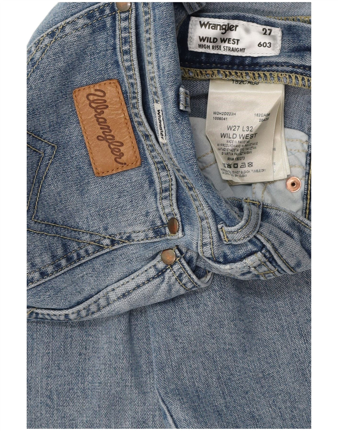 WRANGLER Γυναικείο ίσιο ψηλό τζιν Wild West W27 L27 Μπλε βαμβακερό