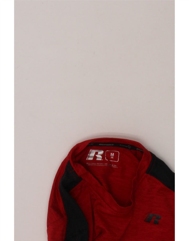 RUSSELL ATHLETIC Boys Top Long Sleeve 7-8 Years Medium Red Colourblock Vintage Russell Athletic and Second-Hand Russell Athletic from Messina Hembry 