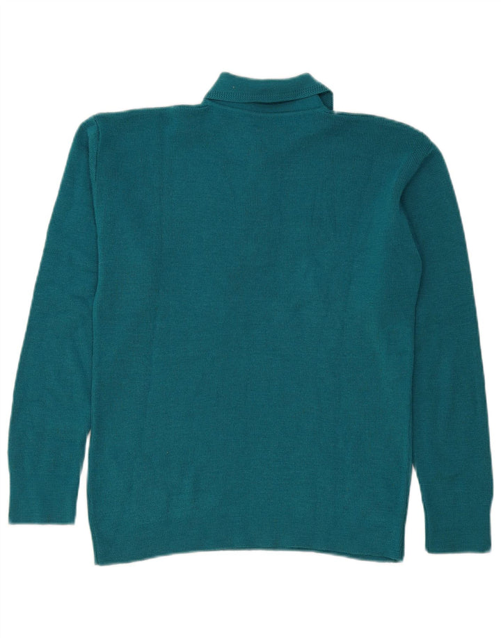 Vintage γυναικείο πουλόβερ με λαιμό polo UK 14 Medium Blue