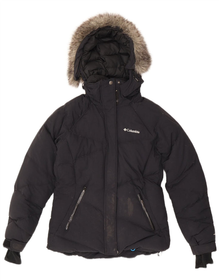 COLUMBIA Γυναικείο μπουφάν με κουκούλα με επένδυση UK 10 Small Navy Blue Nylon