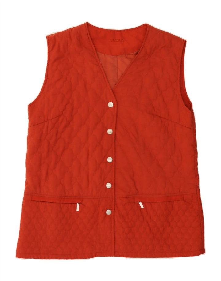 VINTAGE Womens Quilted Gilet IT 44 Medium Red Polyester Vintage Vintage and Second-Hand Vintage from Messina Hembry 