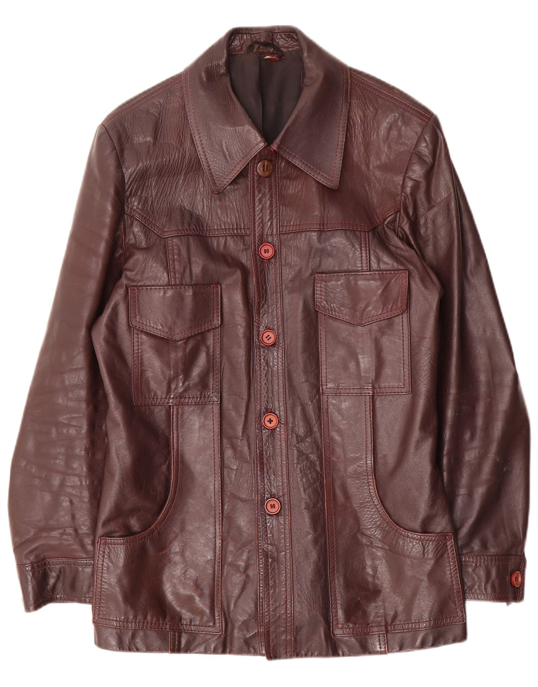 Vintage Ανδρικό Δερμάτινο Μπουφάν UK 38 Medium Maroon