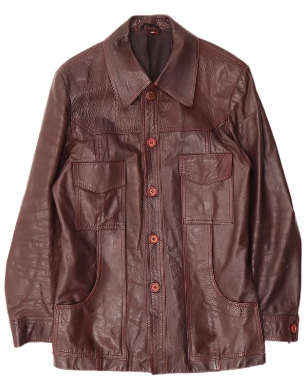 Vintage Ανδρικό Δερμάτινο Μπουφάν UK 38 Medium Maroon