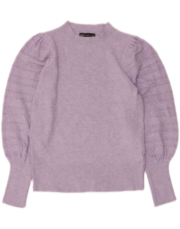 Marks & Spencer Γυναικείο πουλόβερ με λαιμόκοψη UK 10 Small Purple Viscose