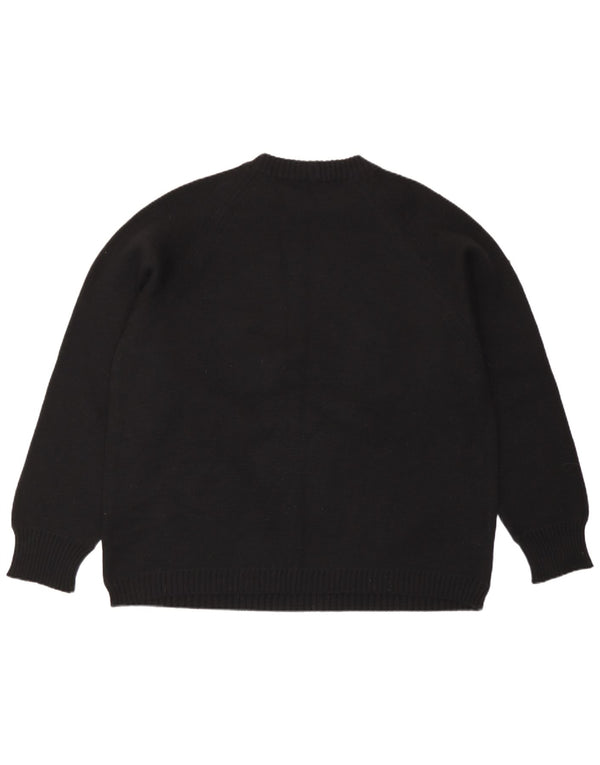 Vintage γυναικείο πουλόβερ με λαιμόκοψη UK 14 Large Black Geometric