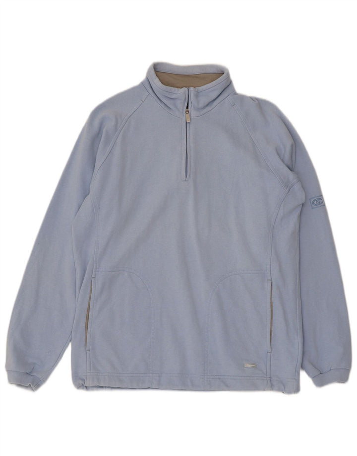 CHAMPION Mens Zip Neck Sweatshirt Jumper Small Blue Cotton
