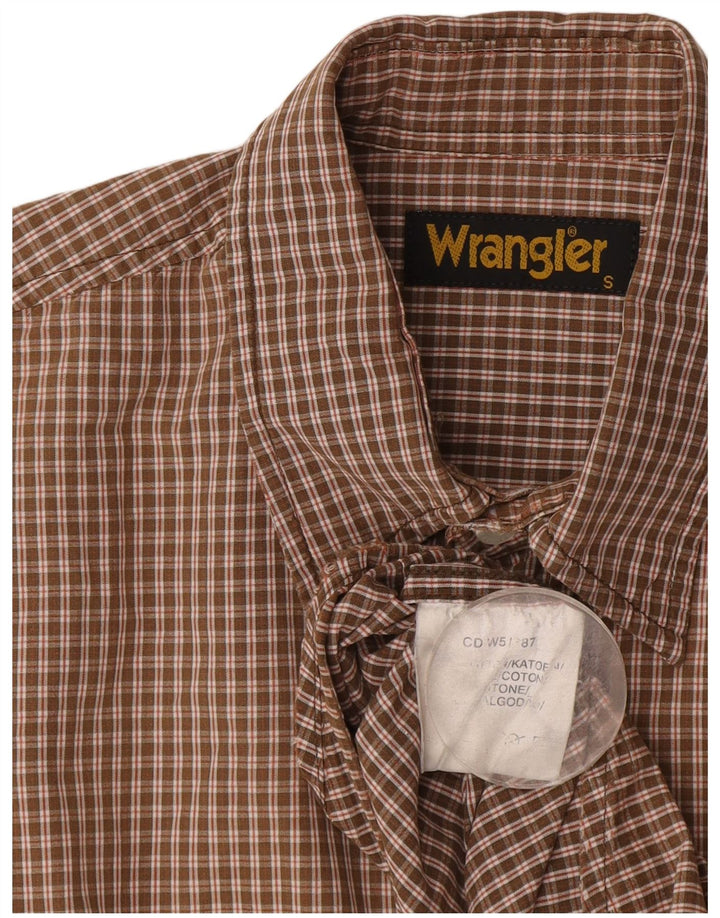 Ανδρικό κοντομάνικο πουκάμισο Wrangler Καφέ Βαμβακερό Gingham