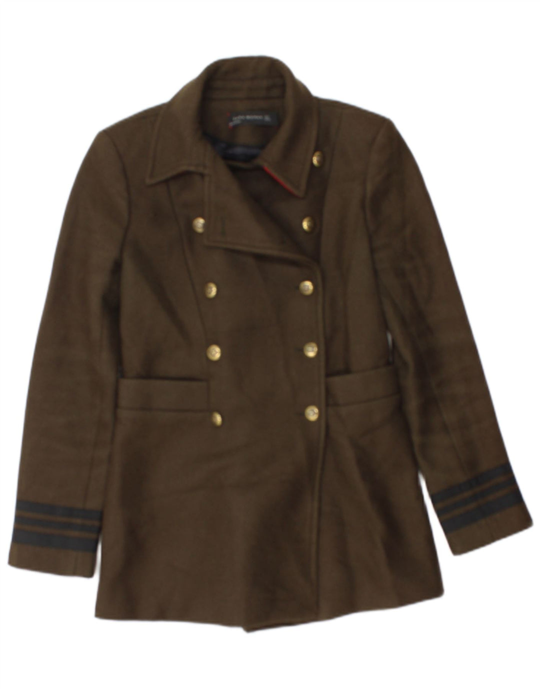 Zara Γυναικείο σακάκι με διπλό στήθος UK 10 Small Khaki ριγέ