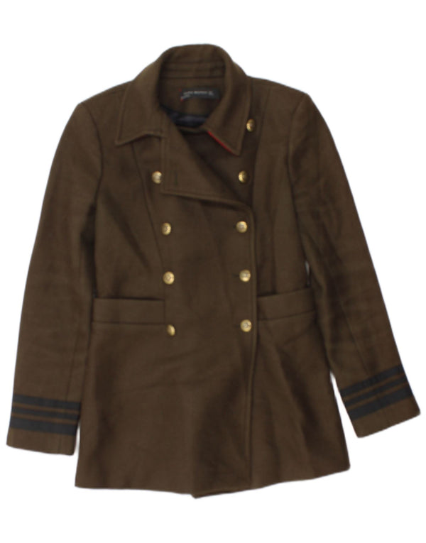 Zara Γυναικείο σακάκι με διπλό στήθος UK 10 Small Khaki ριγέ