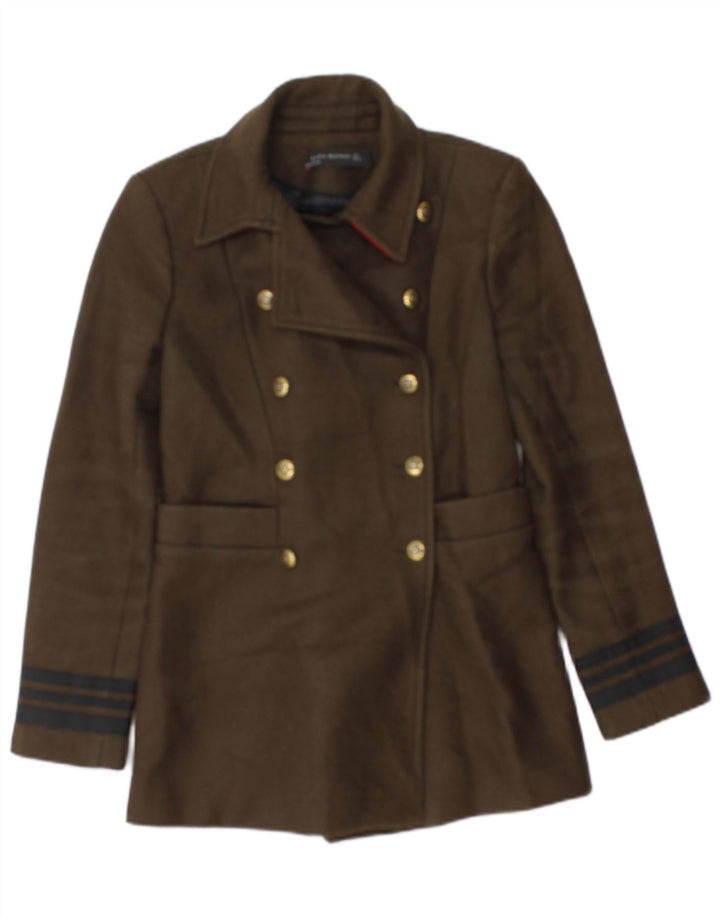 Zara Γυναικείο σακάκι με διπλό στήθος UK 10 Small Khaki ριγέ