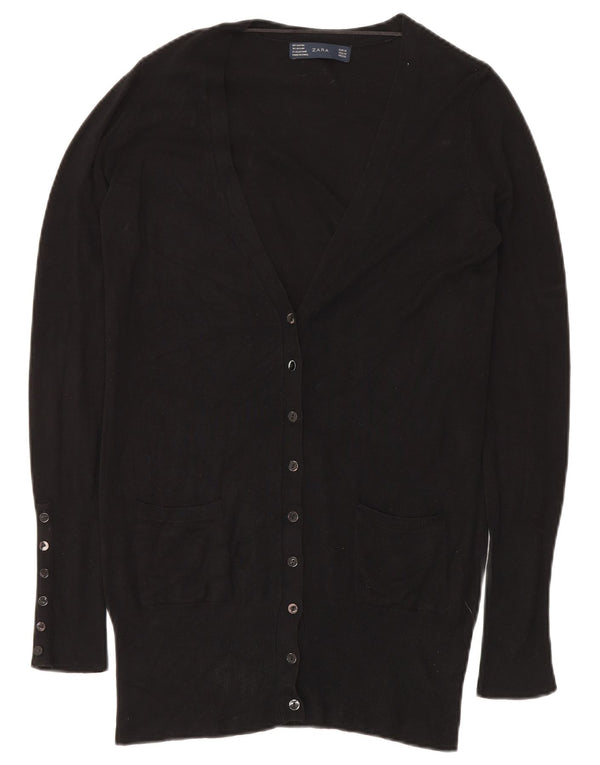 Γυναικείο πουλόβερ ZARA Longline Cardigan UK 14 Medium Black Rayon