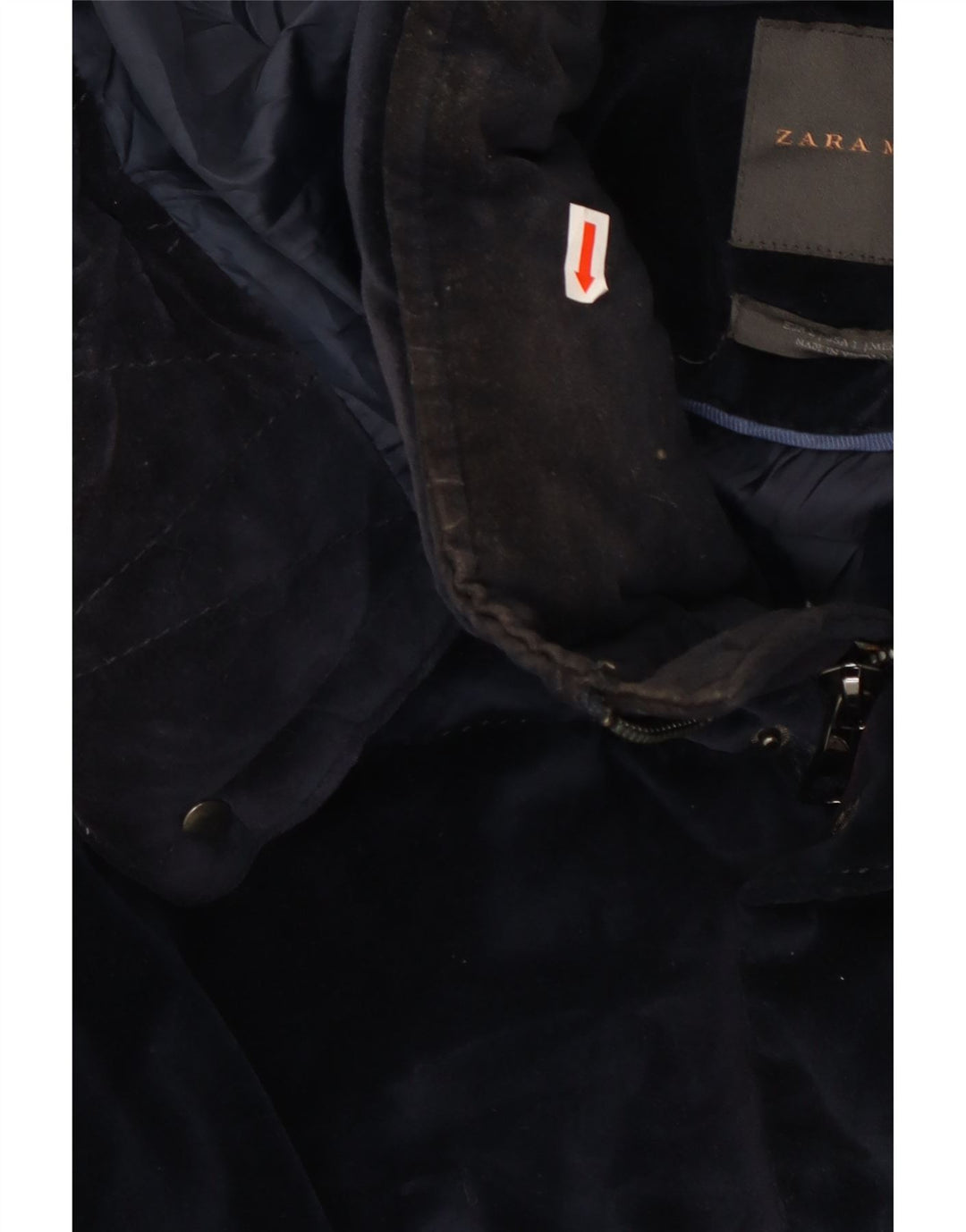 Zara Ανδρικό μπουφάν με κουκούλα UK 40 Large Navy Blue Polyester