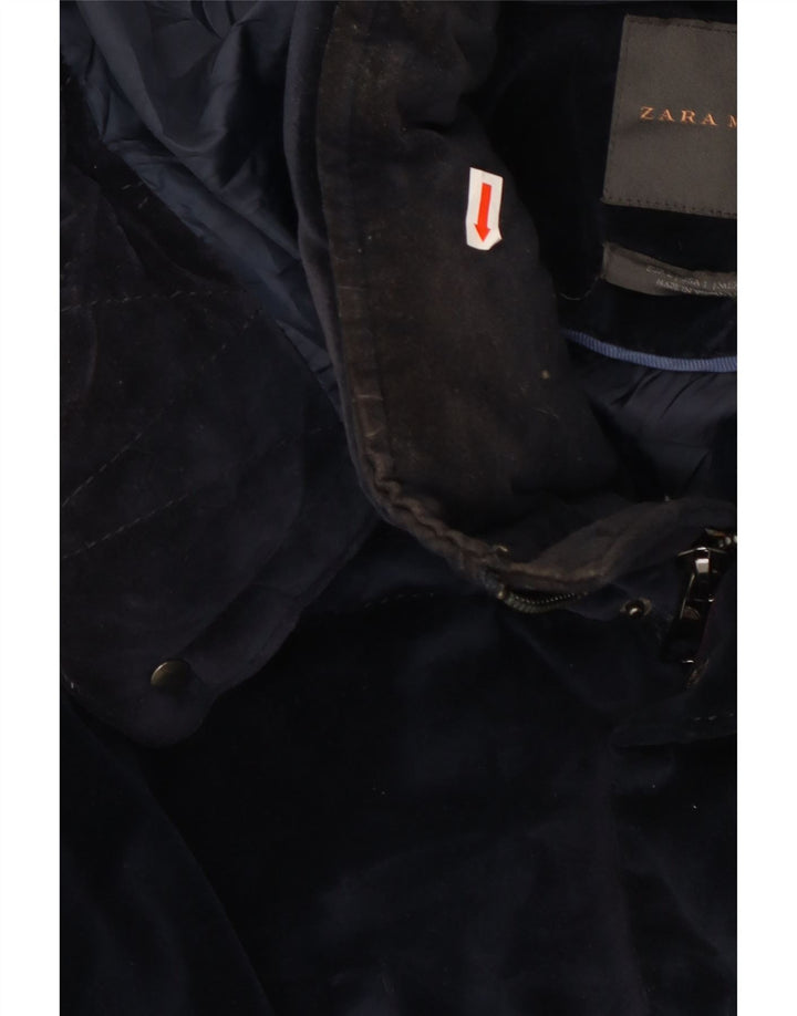 Zara Ανδρικό μπουφάν με κουκούλα UK 40 Large Navy Blue Polyester