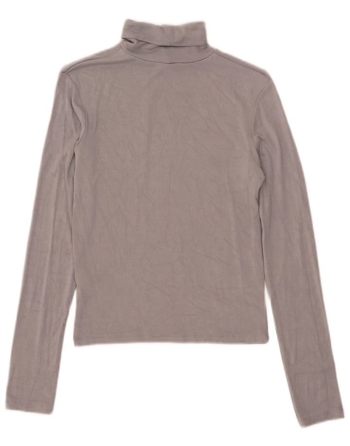 Zara Γυναικείο Crop Top Μακρυμάνικο UK 12 Μεσαίο Γκρι Βισκόζη