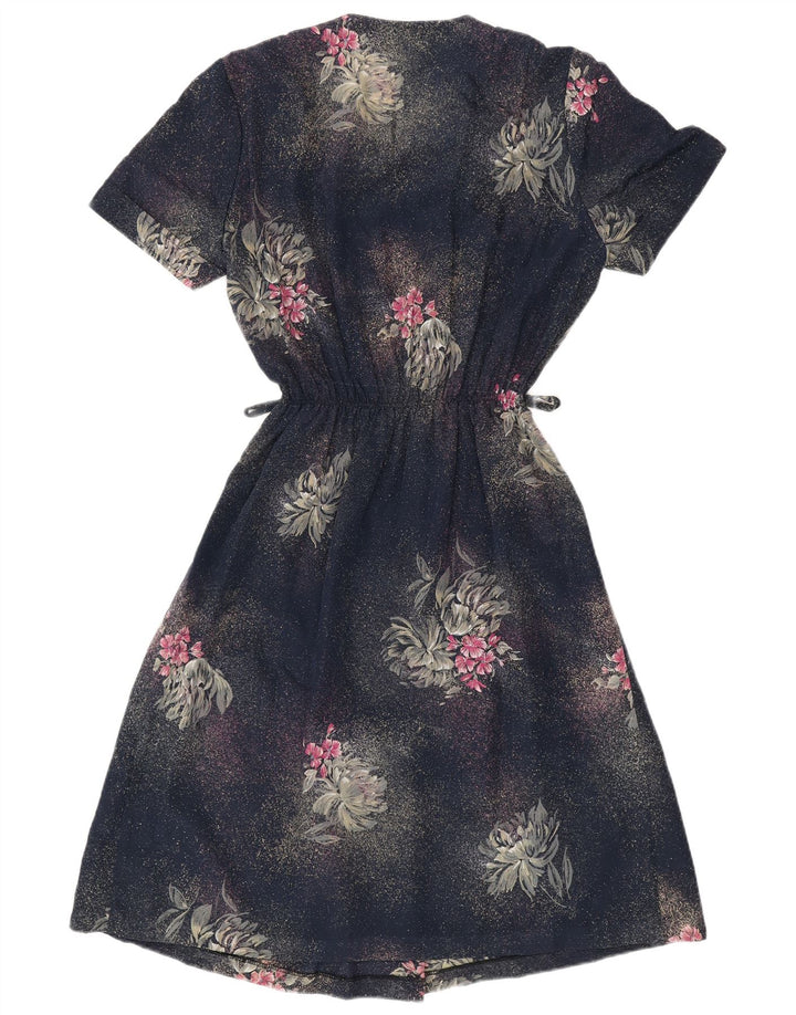VINTAGE Γυναικείο Σετ 2 Τεμαχίων IT 50 XL Navy Blue Floral Polyester