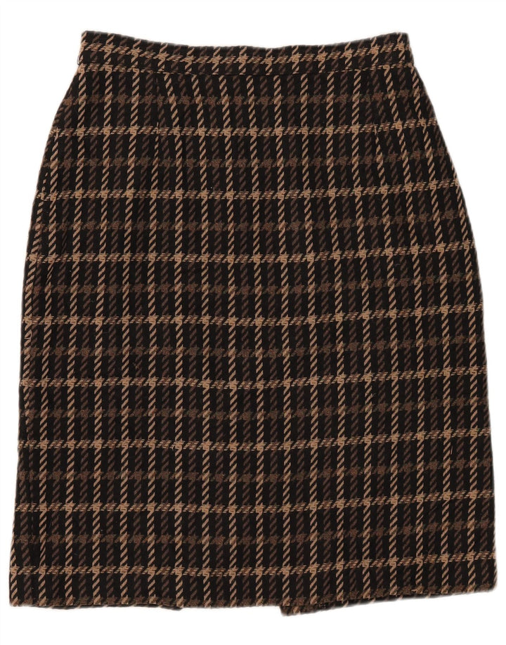 Marks & Spencer Γυναικεία Pencil Φούστα UK 14 Medium W28 Brown Check Acrylic