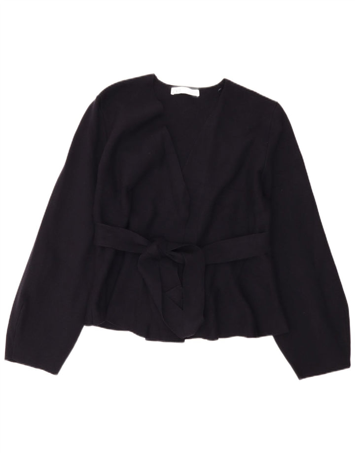 Zara Γυναικεία Ζακέτα UK 10 Small Navy Blue Polyamide