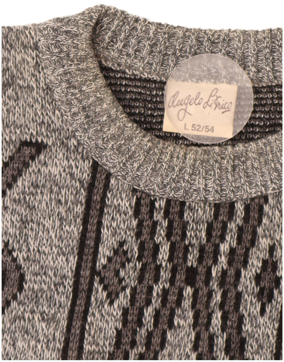 ANGELO LITRICO Ανδρικό πουλόβερ με λαιμόκοψη IT 52/54 Μεγάλο Γκρι γεωμετρικό