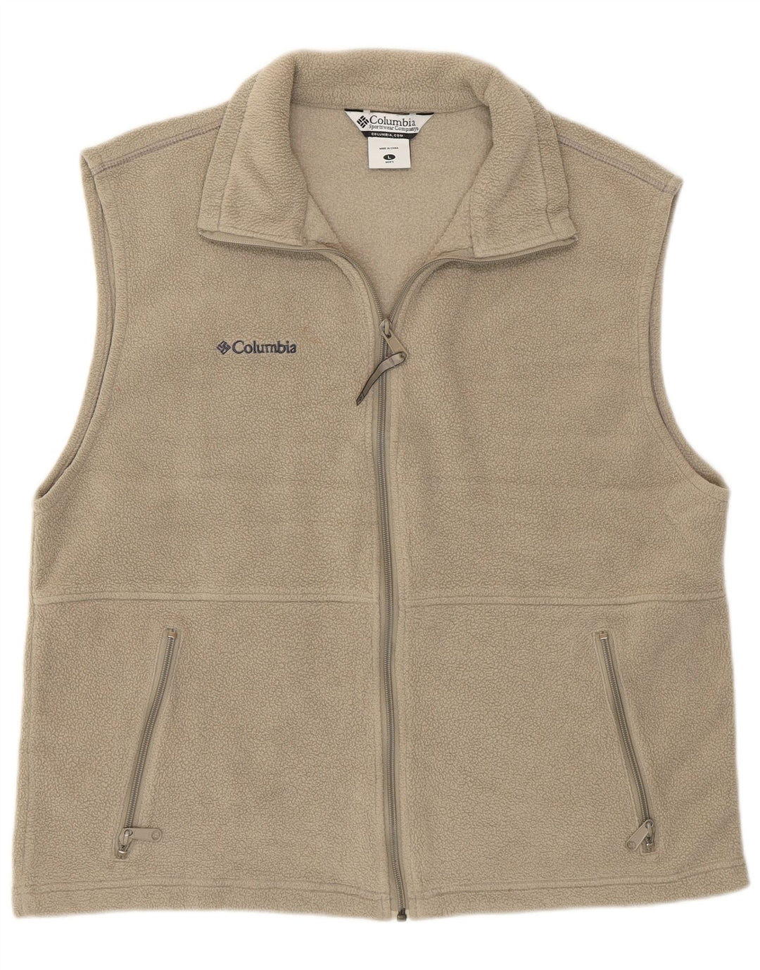Columbia Mens Fleece Gilet UK 40 Large Beige Polyester