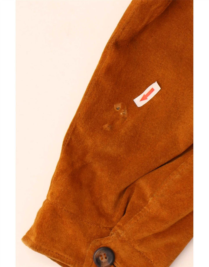 James Dillon Ανδρικό Suede Bomber Jacket UK 40 Large Beige Leather