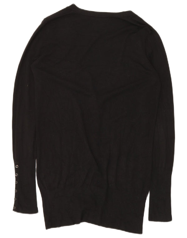 Γυναικείο πουλόβερ ZARA Longline Cardigan UK 14 Medium Black Rayon