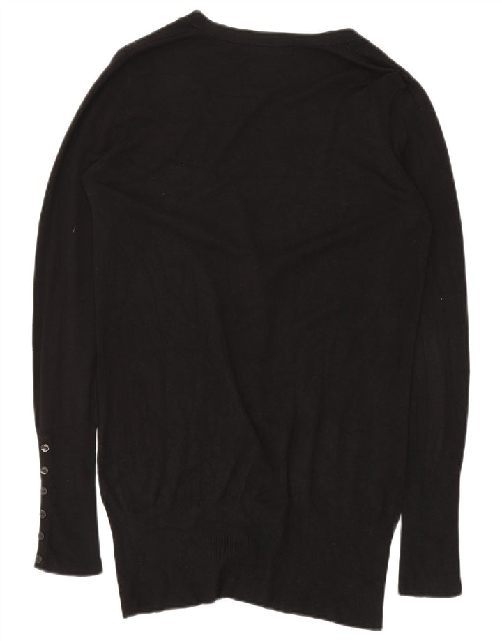 Γυναικείο πουλόβερ ZARA Longline Cardigan UK 14 Medium Black Rayon