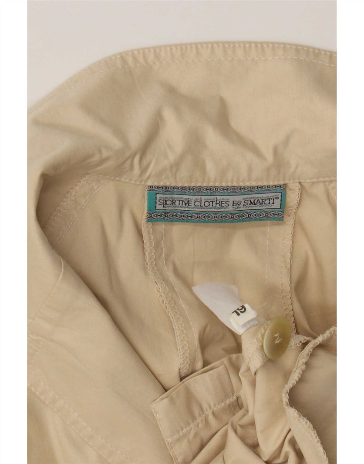Vintage γυναικείο κοντομάνικο πουλόβερ φόρεμα UK 14 Medium Beige