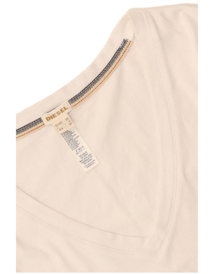 Diesel Γυναικείο T-Shirt Top UK 12 μεσαίο λευκό βαμβακερό