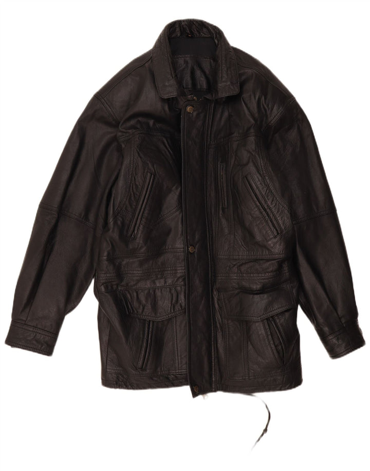 Vintage Ανδρικό Δερμάτινο Παλτό UK 38 Medium Black Leather