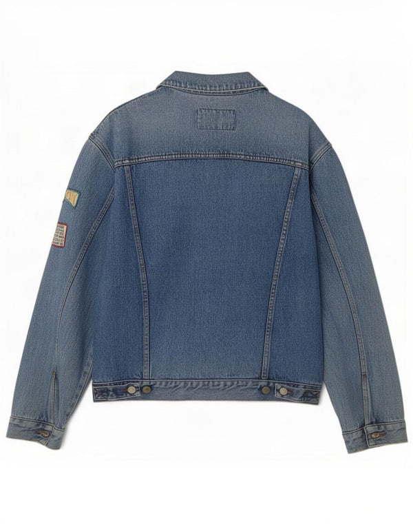 Uniform Mens 751-K Graphic Denim Jacket UK 42 XL Blue