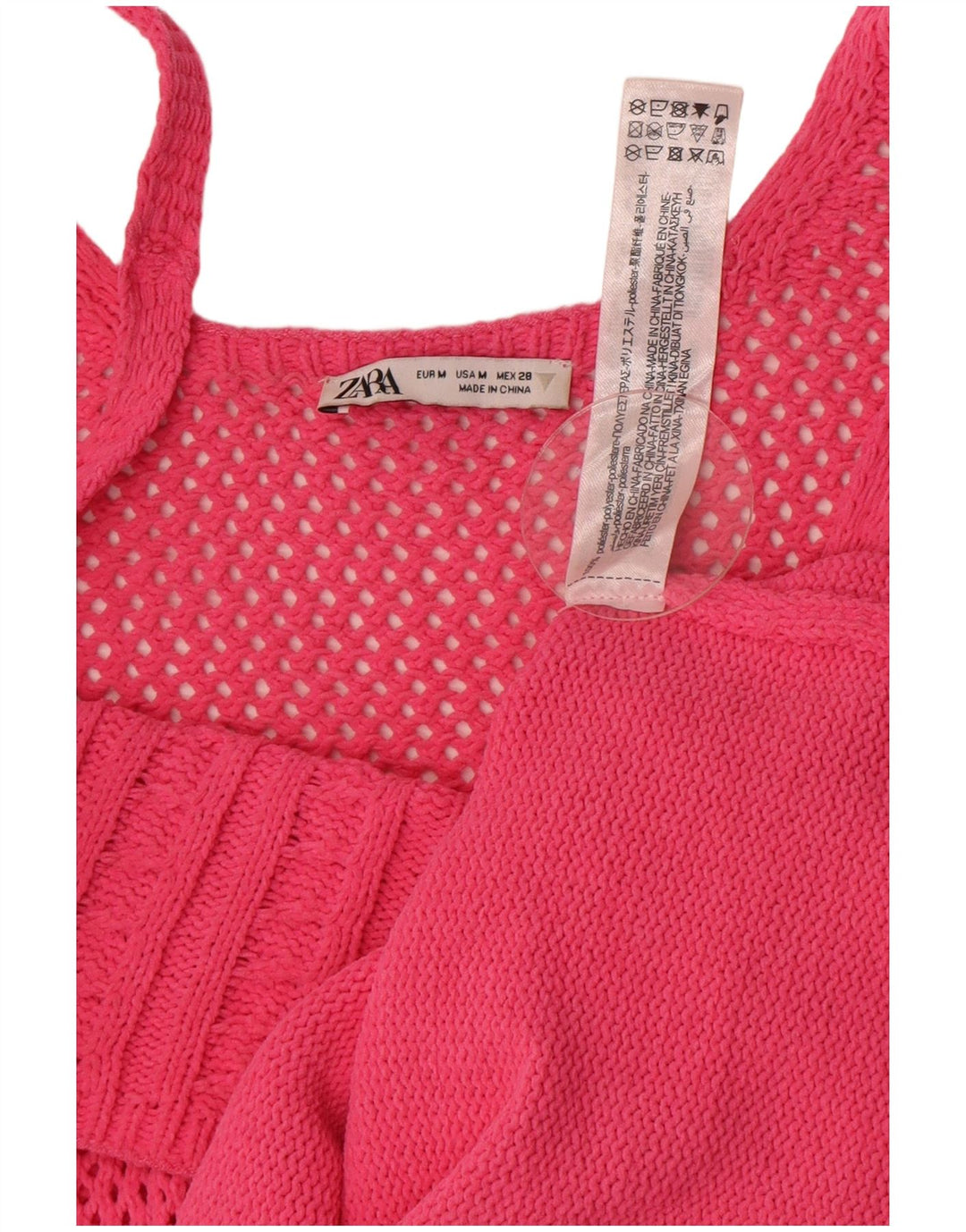 Zara Γυναικείο πλεκτό Sundress UK 12 Medium Pink Polyester