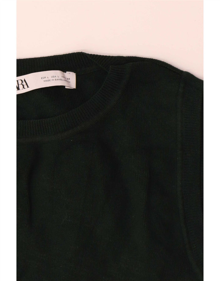 Zara Γυναικείο γιλέκο Crop UK 14 Large Black