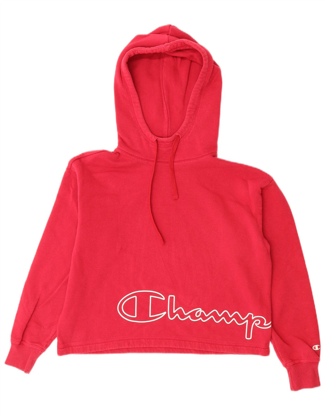 Champion Womens Oversized Crop Graphic Hoodie Jumper UK 10 Small Red