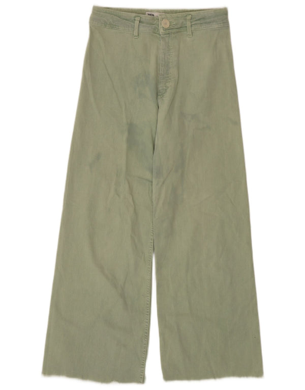 Zara Γυναικείο ψηλό ψηλό φαρδύ τζιν EU 40 Medium W30 L27 Πράσινο
