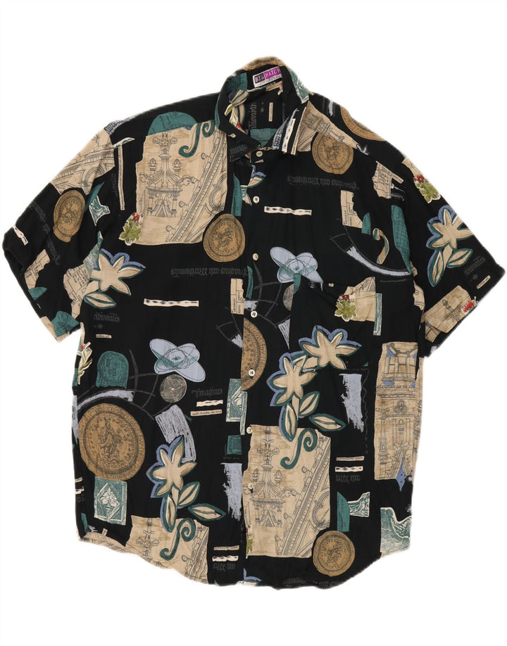 BIG MATCH Ανδρικό κοντομάνικο πουκάμισο με μεσαίο μπλε ναυτικό συνονθύλευμα βισκόζη