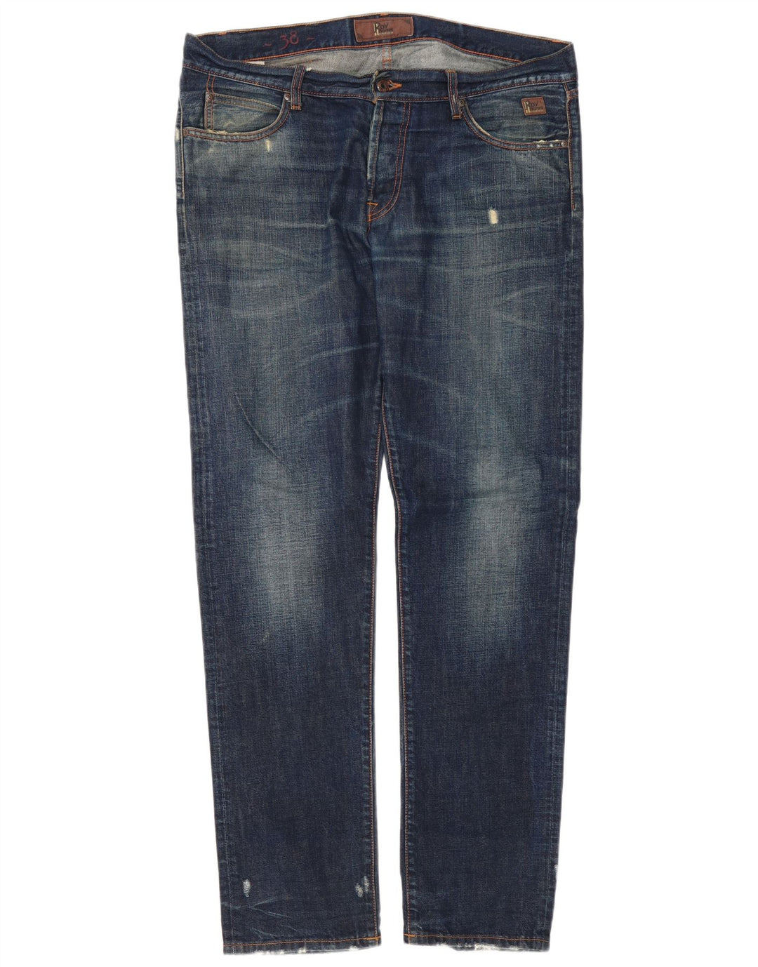 Roy Rogers Mens Distressed Slim Jeans W38 L34 Μπλε βαμβακερό