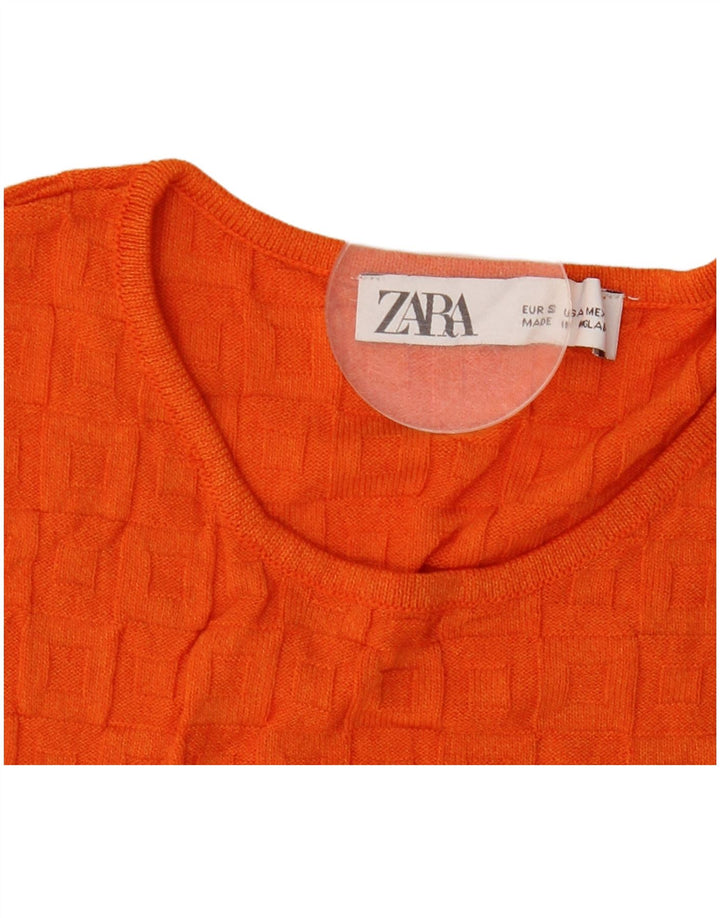 Zara Γυναικείο Crop Vest Top UK 8 Μικρή πορτοκαλί βισκόζη