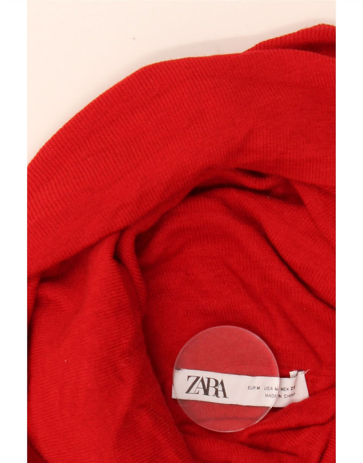 Γυναικείο πουλόβερ ZARA Crop Roll Neck Jumper UK 12 Medium Red