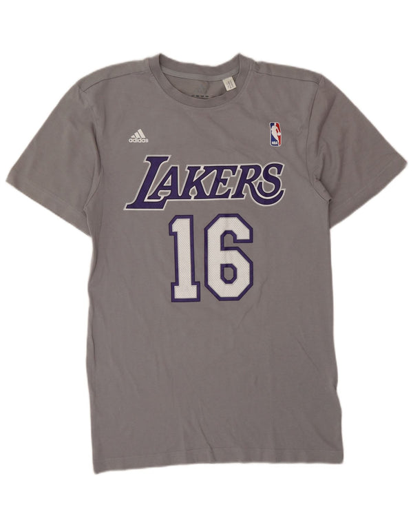 Adidas Mens Los Angeles Lakers Graphic T-Shirt Top Small Grey Cotton