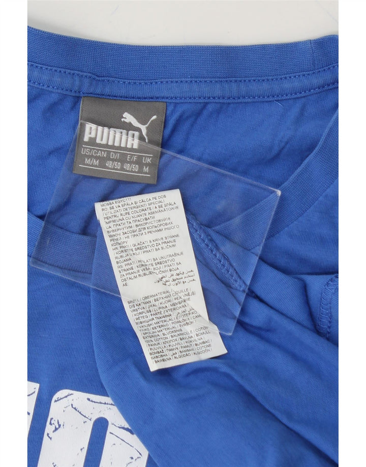 PUMA Mens Graphic T-Shirt Top Medium Blue Cotton Vintage Puma and Second-Hand Puma from Messina Hembry 