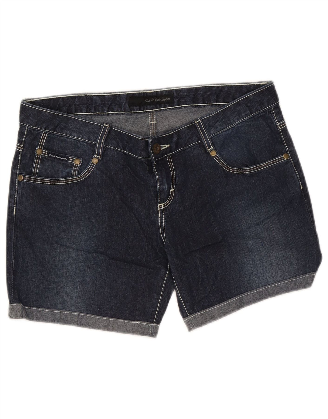 Γυναικείο τζιν σορτς Calvin Klein W31 Βαμβακερό μεσαίο μπλε ναυτικό