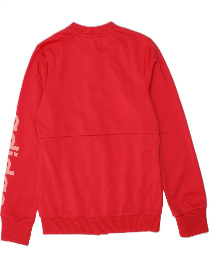 ADIDAS Girls Graphic Tracksuit Top Jacket 9-10 Years Red Polyester Vintage Adidas and Second-Hand Adidas from Messina Hembry 