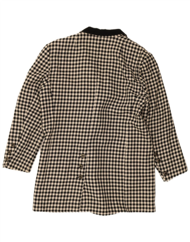 Vintage Γυναικείο Χαλαρό Παλτό με διπλό στήθος EU 36 Small Black Houndstooth