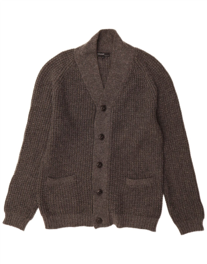 Marks & Spencer Ανδρικό πουλόβερ ζακέτα Autograph Slim Fit Medium Grey Wool