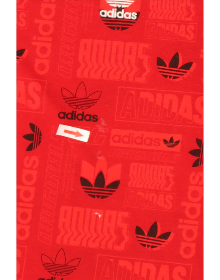 Ανδρικό κανονικό γραφικό μπλουζάκι Adidas Top μεσαίο κόκκινο πολυεστέρας