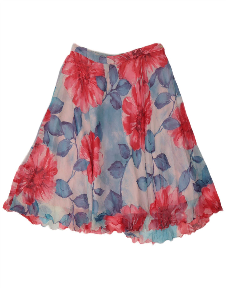 Vintage Γυναικεία Φούστα σε γραμμή Α W30 Μεσαίο Μπλε Floral