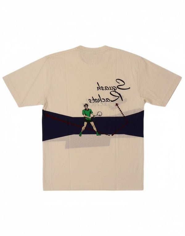 Cacharel Ανδρικό γραφικό T-Shirt Top Large White Colourblock Βαμβακερό